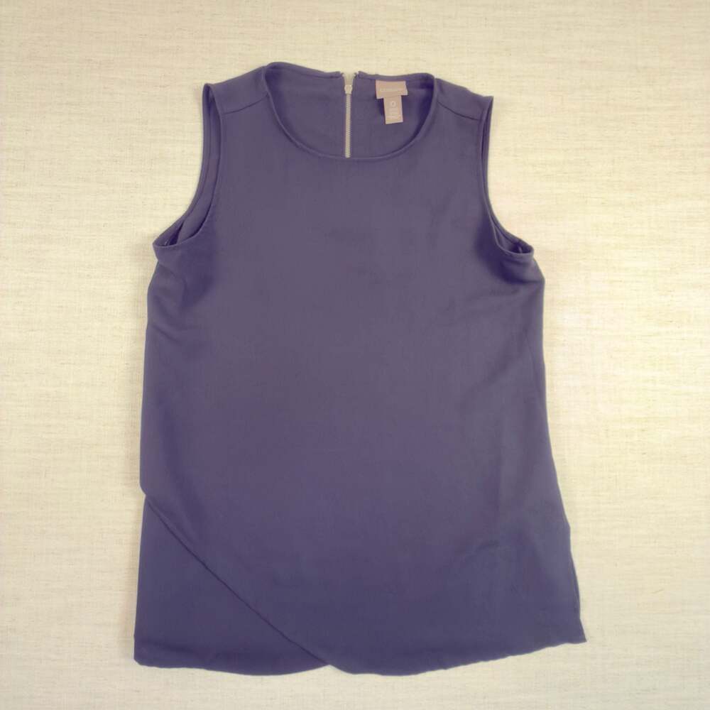 Chico's Sleeveless Blouse Size 0 Navy Blue Back Zip